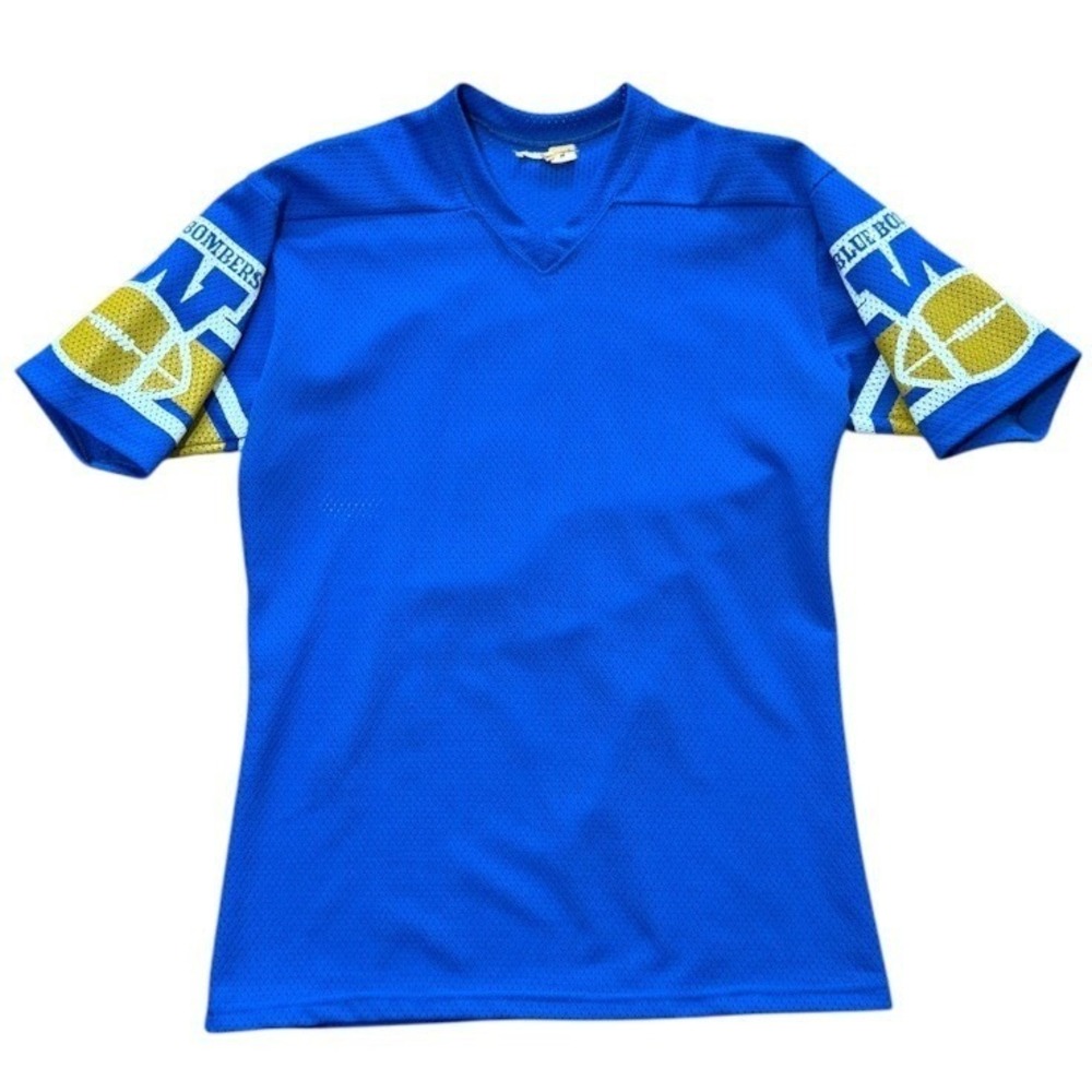 Vintage 80s Winnipeg Blue Bombers CFL Canada Football Blue Mesh 5 Sports Jersey